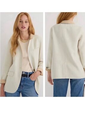 J Crew | Leighton Blazer Double Faced Wool Cream Sand One Button Size 0